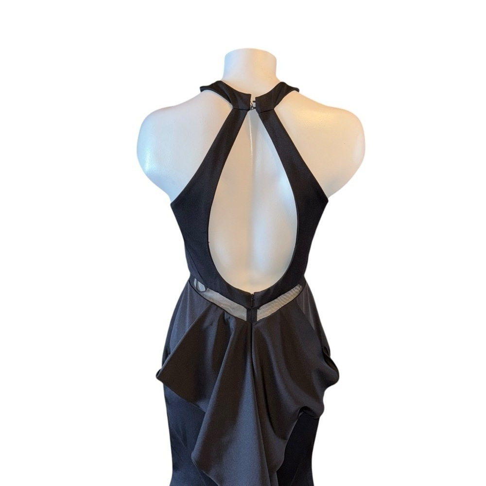NWOT Temptation Black Halter Gown Size 4 Open Back High Low Formal Dress - Picture 4 of 11